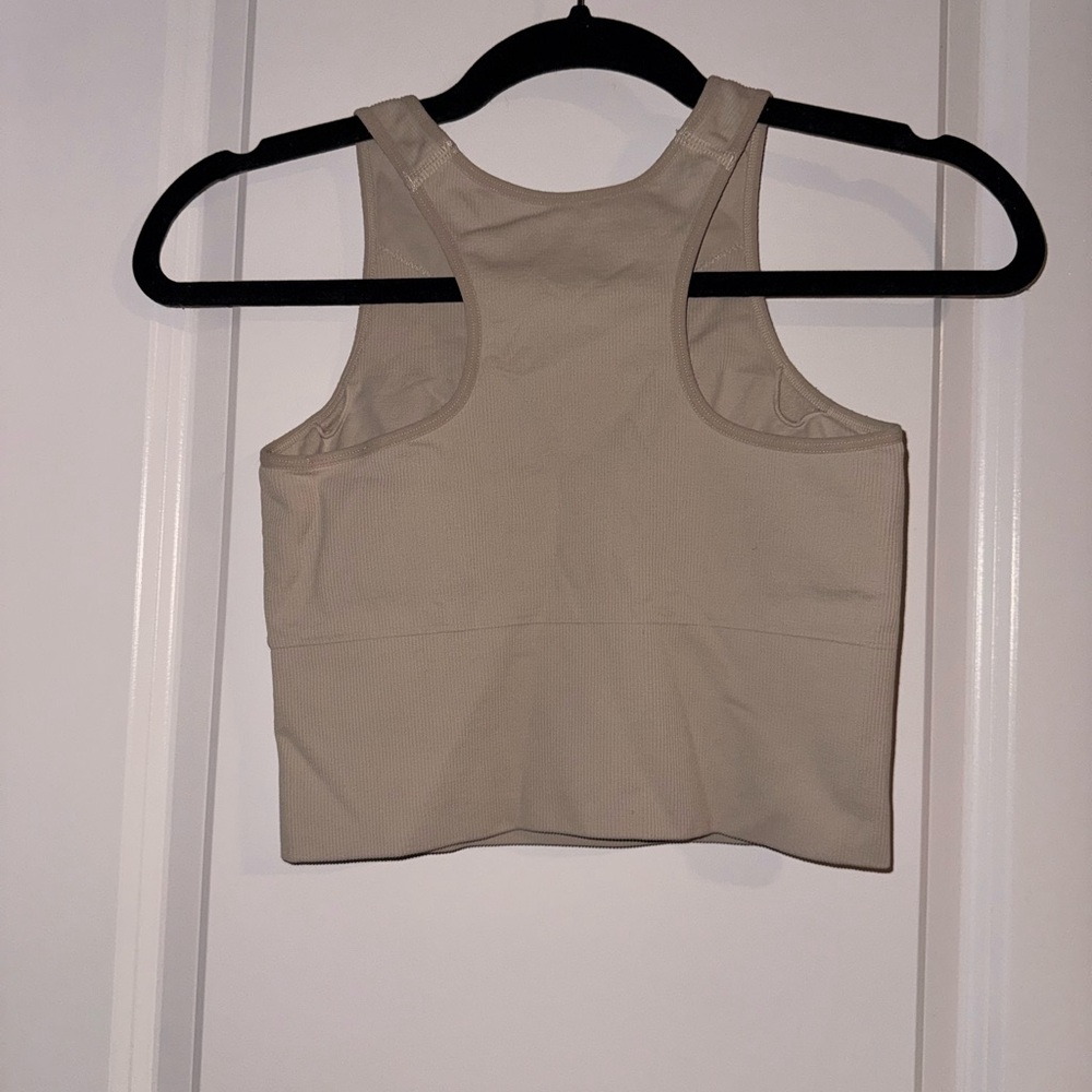 H&M Light Beige High-Neck Crop Sport Bra - Picture 2 of 2